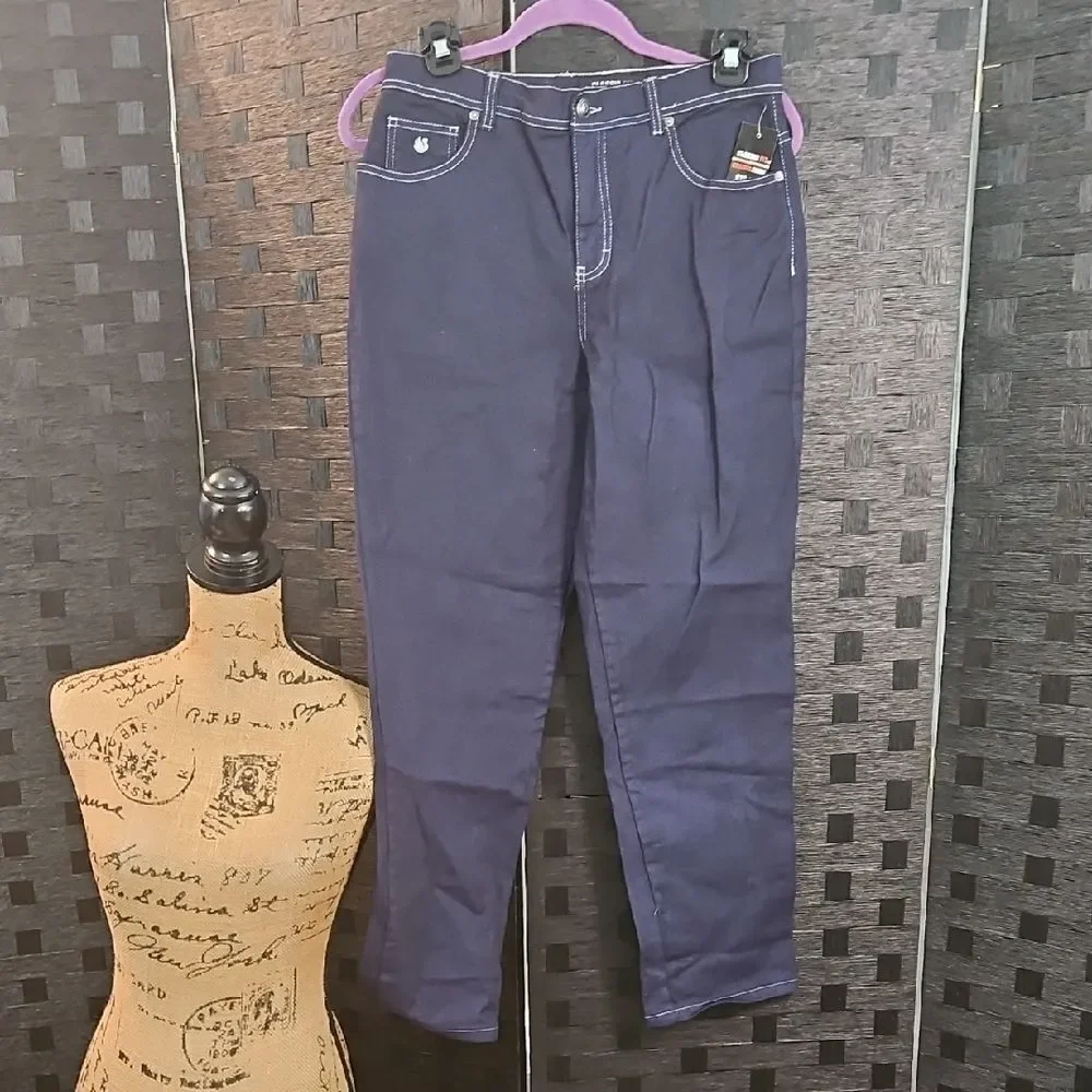 NWT Classic Fit Dark Wash Denim Jeans - White Contrast Stitching - Size 30